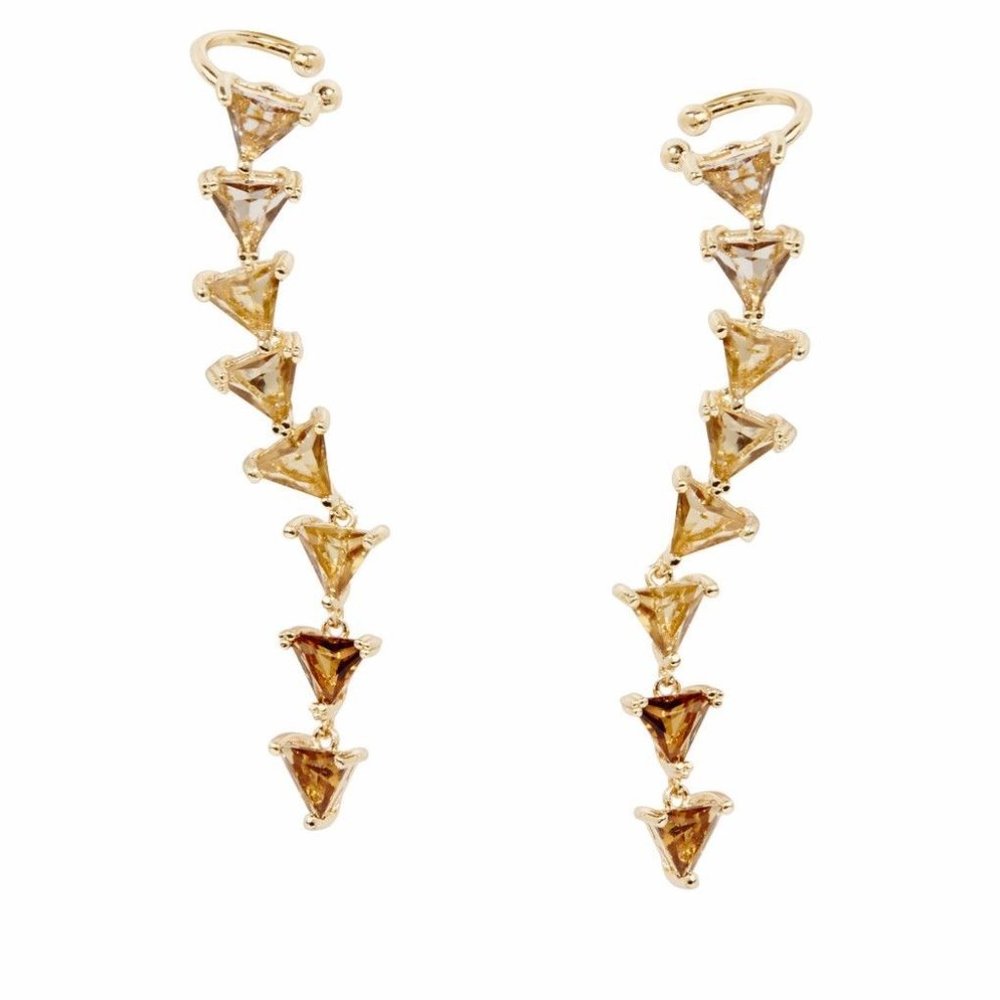 BCBG Gold Crawlers Ear Errings Yellow Stones BNWT